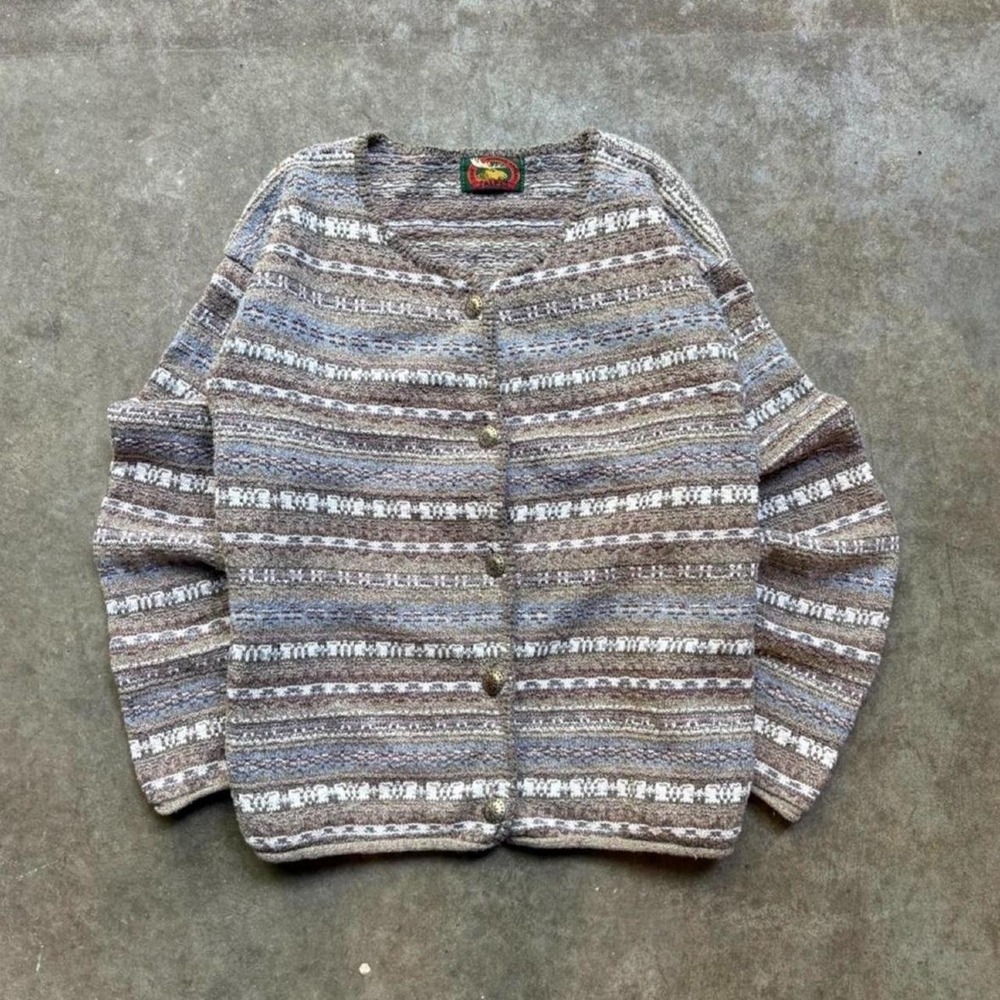 Vintage 90s Alps brown multi coloured sweater Size women's XL